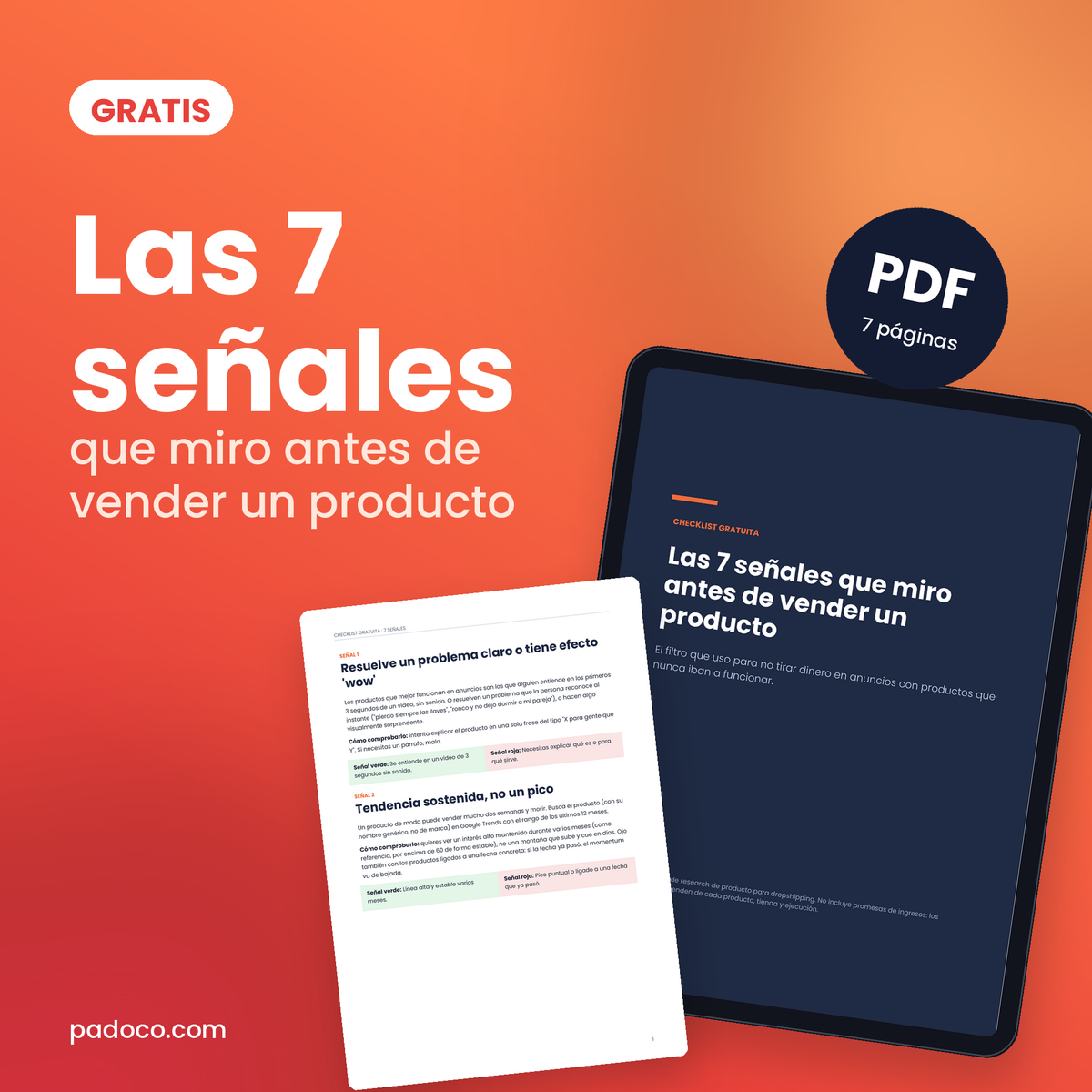 Checklist gratis: las 7 señales antes de vender un producto